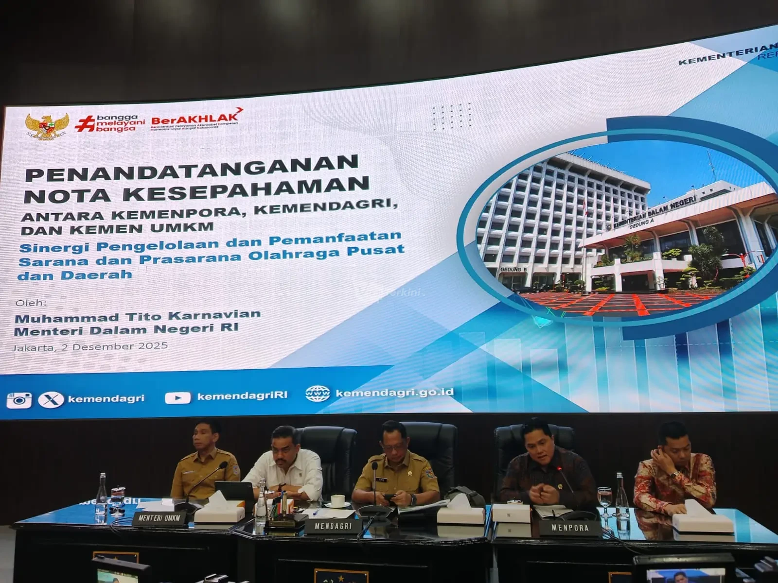 Kemenpora bersama Kemendagri dan Kemenkop UMKM Bersinergi Dalam Sinergi Pengelolaan dan Pemanfaatan Sarana dan Prasarana Olahraga Pusat dan Daerah